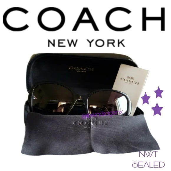 NWT BNIOB Coach Butterfly Sunglasses Polarized Coach Sunnies Case & Clothe